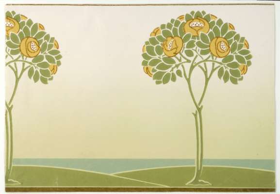 Stylised Art-Nouveau flowering trees