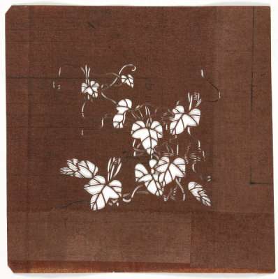 Embroidery Katagami stencil depicting flowering bindweed stems