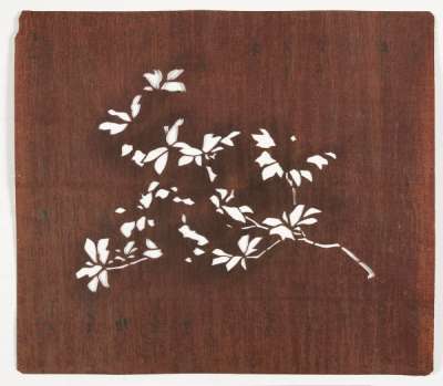 Katagami stencil depicting a leafy branch