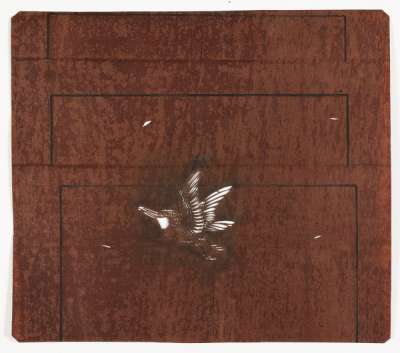 Katagami stencil depicting a kingfisher