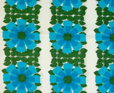 Fabric sample with  blue flowers