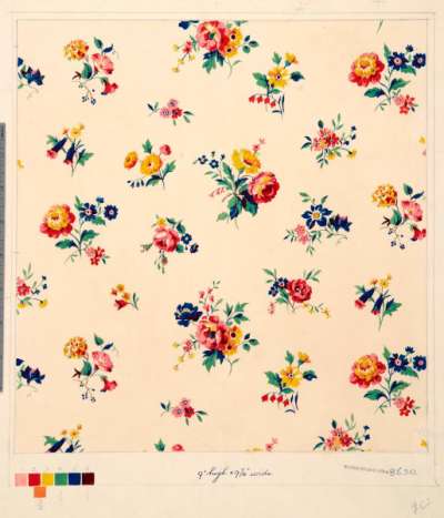Pink, yellow and blue floral chintz
