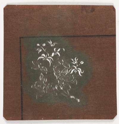 Embroidery Katagami stencil depicting an orchid