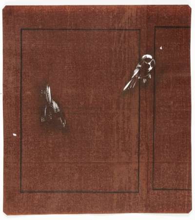 Katagami stencil depicting two birds