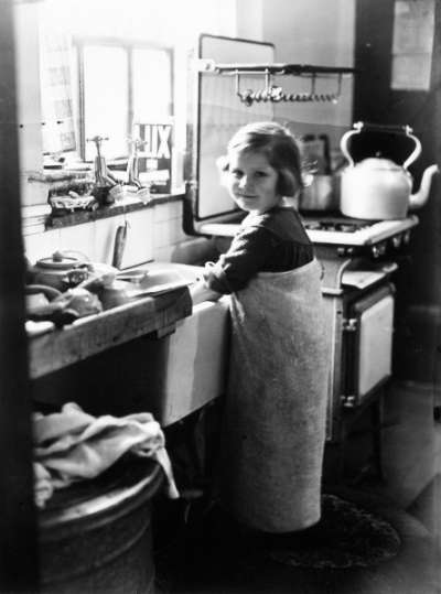 Jennifer Cox in the kitchen of her family home, 67 Pen-y-dre, Rhiwbina, Cardiff