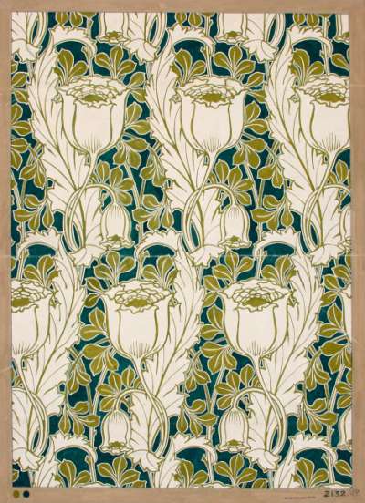 Floral pattern in green and white tones