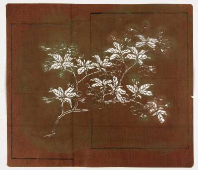 Katagami stencil depicting a flowering cherry branch