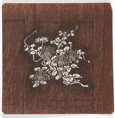 Embroidery Katagami stencil depicting a plant
