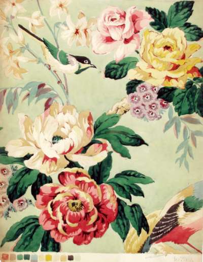 Rose and rosebud chintz design