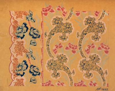 Naturalistic floral shapes with motifs from Japanese katagami stencils