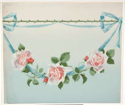 Roses and ribbons wallpaper frieze