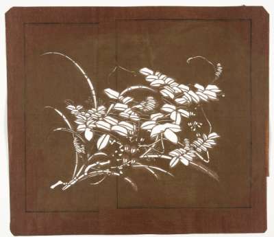 Katagami stencil depicting various plants