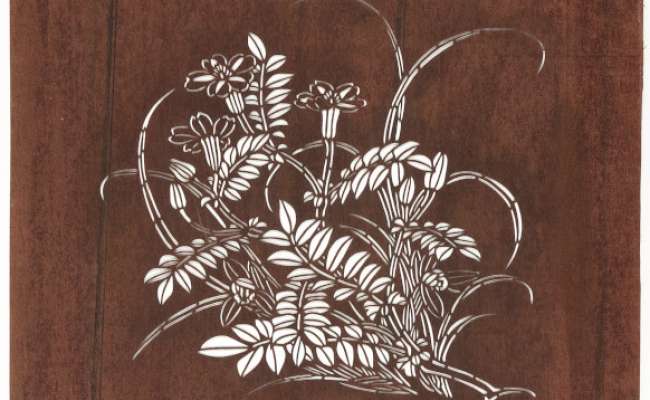 Embroidery Katagami stencil depicting two plants