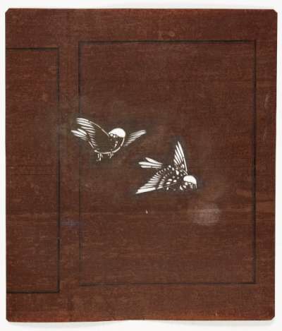 Katagami stencil depicting two birds in flight