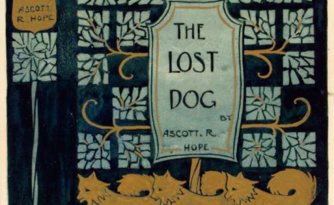 The Lost Dog book cover with an upper frieze of birds and a lower frieze of dogs