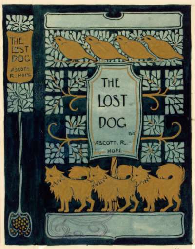 The Lost Dog book cover with an upper frieze of birds and a lower frieze of dogs