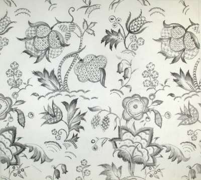 Pattern of Persian trees and floral sprigs
