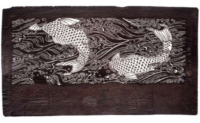 “Araiso” (water climbing) (by Carp) pattern katagami stencil