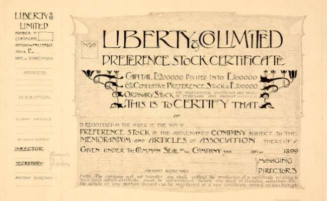 Liberty’s share certificate