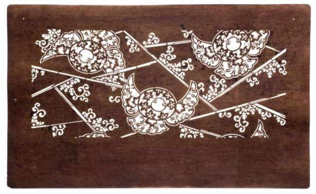 Bamboo and ‘Fukura Suzume’ (round and puffy Sparrow) katagami stencil