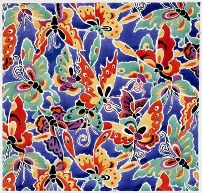 Butterfly design for printed silk