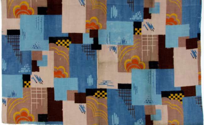 Silver Studio textile, 1934|||Cubist furnishing textile