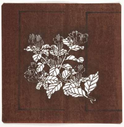Embroidery Katagami stencil depicting a plant