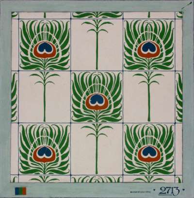 Peacock feather tile design