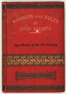 image of the cover of a book called manners and rules of good society