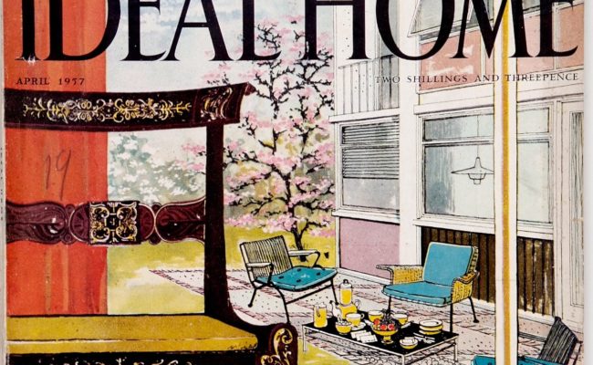 Cover of Magazine Ideal Home showing close-up of chair and house in the background