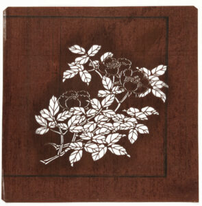 Embroidery Katagami stencil depicting a flowering peony branch, 1868-1911