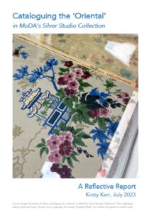 Cataloguing the ‘Oriental’: A Reflective Report cover page with image of design of flowers and a pagoda